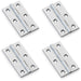 4 PACK PAIR Solid Brass Cabinet Butt Hinge 64mm Satin Chrome Premium Cupboard