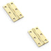 2 PACK PAIR Solid Brass Cabinet Butt Hinge 75mm Polished Brass Premium Cupboard