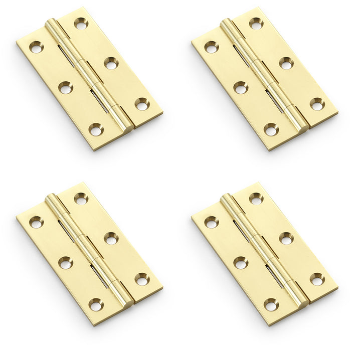 4 PACK PAIR Solid Brass Cabinet Butt Hinge 75mm Polished Brass Premium Cupboard