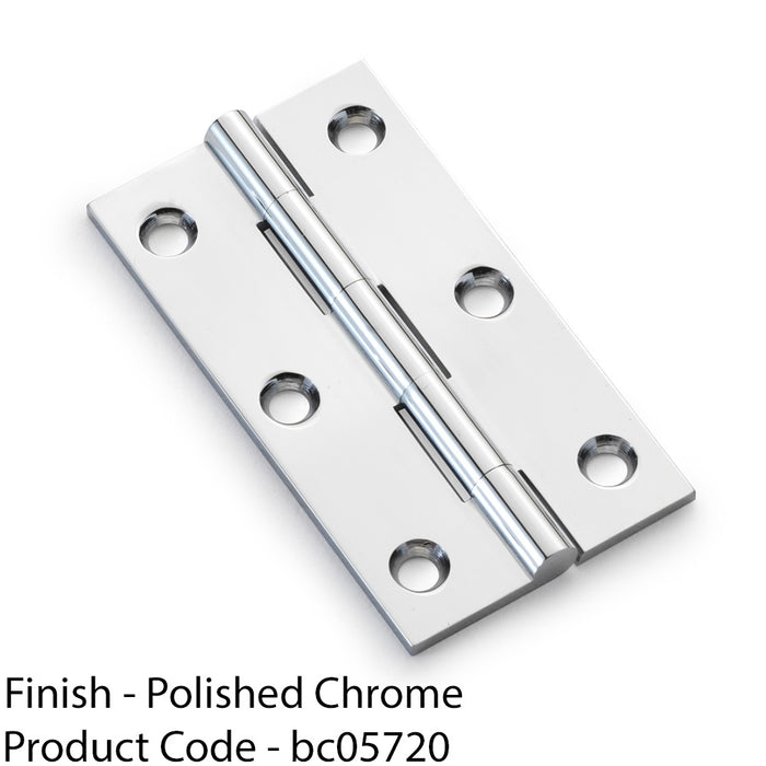 PAIR Solid Brass Cabinet Butt Hinge - 75mm - Polished Chrome Premium Cupboard 1