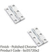 2 PACK PAIR Solid Brass Cabinet Butt Hinge 75mm Polished Chrome Premium Cupboard 1