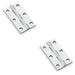 2 PACK PAIR Solid Brass Cabinet Butt Hinge 75mm Polished Chrome Premium Cupboard