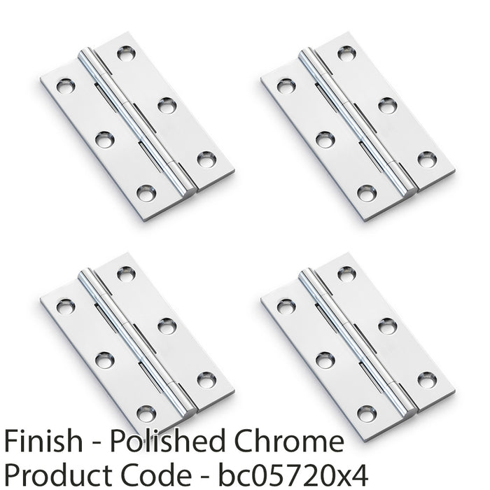 4 PACK PAIR Solid Brass Cabinet Butt Hinge 75mm Polished Chrome Premium Cupboard 1