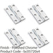 4 PACK PAIR Solid Brass Cabinet Butt Hinge 75mm Polished Chrome Premium Cupboard 1