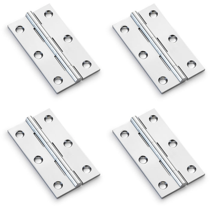 4 PACK PAIR Solid Brass Cabinet Butt Hinge 75mm Polished Chrome Premium Cupboard
