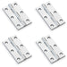 4 PACK PAIR Solid Brass Cabinet Butt Hinge 75mm Polished Chrome Premium Cupboard