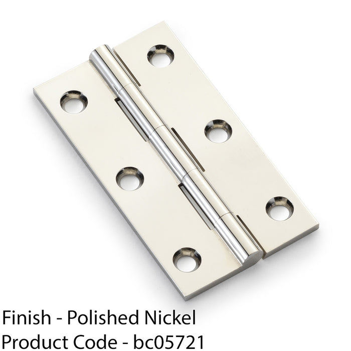 PAIR Solid Brass Cabinet Butt Hinge - 75mm - Polished Nickel Premium Cupboard 1