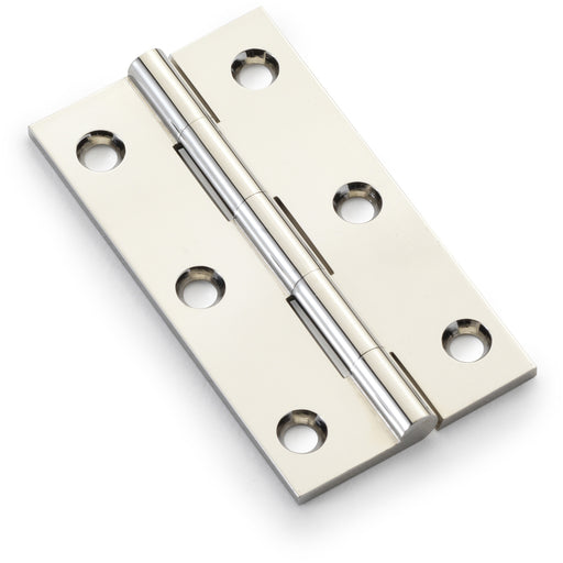 PAIR Solid Brass Cabinet Butt Hinge - 75mm - Polished Nickel Premium Cupboard