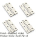 4 PACK PAIR Solid Brass Cabinet Butt Hinge 75mm Polished Nickel Premium Cupboard 1