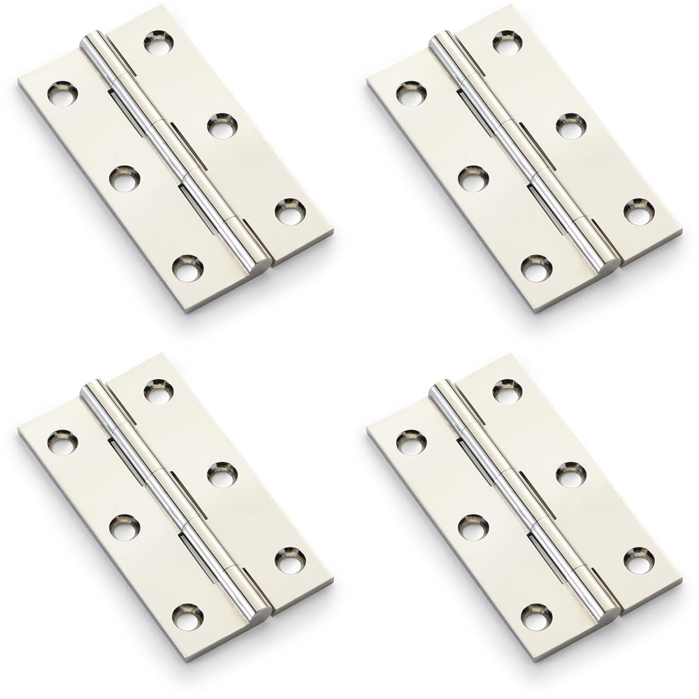 4 PACK - PAIR Solid Brass Cabinet Butt Hinge - 75mm - Polished Nickel ...