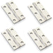 4 PACK PAIR Solid Brass Cabinet Butt Hinge 75mm Polished Nickel Premium Cupboard