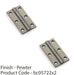 2 PACK PAIR Solid Brass Cabinet Butt Hinge 75mm Pewter Premium Cupboard Fixings 1