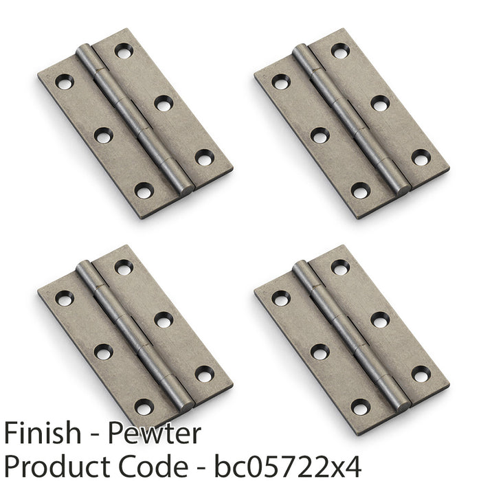 4 PACK PAIR Solid Brass Cabinet Butt Hinge 75mm Pewter Premium Cupboard Fixings 1