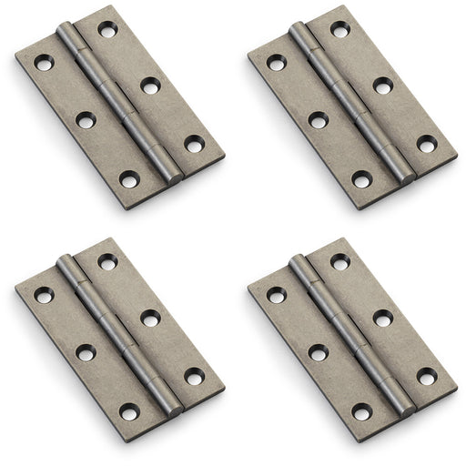 4 PACK PAIR Solid Brass Cabinet Butt Hinge 75mm Pewter Premium Cupboard Fixings
