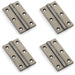 4 PACK PAIR Solid Brass Cabinet Butt Hinge 75mm Pewter Premium Cupboard Fixings
