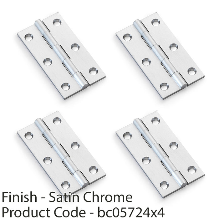 4 PACK PAIR Solid Brass Cabinet Butt Hinge 75mm Satin Chrome Premium Cupboard 1