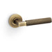 SOLID BRASS Knurled Door Handle Set - Antique Brass Angled Lever On Round Rose