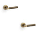 2 PACK SOLID BRASS Knurled Door Handle Set Antique Brass Angled On Round Rose