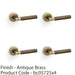 4 PACK SOLID BRASS Knurled Door Handle Set Antique Brass Angled Lever Round Rose 1