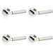 4 PACK SOLID BRASS Knurled Door Handle Set Polished Nickel Angled On Round Rose