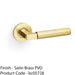 SOLID BRASS Knurled Door Handle Set - Satin Brass Angled Lever On Round Rose 1