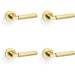 4 PACK SOLID BRASS Knurled Door Handle Set Satin Brass Angled Lever Round Rose