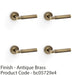 4 PACK SOLID BRASS Smooth Door Handle Set Antique Brass Angled Lever Round Rose 1