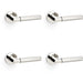 4 PACK SOLID BRASS Smooth Door Handle Set Polished Nickel Angled On Round Rose