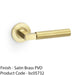 SOLID BRASS Smooth Door Handle Set - Satin Brass Angled Lever On Round Rose 1