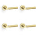 4 PACK SOLID BRASS Smooth Door Handle Set Satin Brass Angled Lever On Round Rose