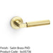 SOLID BRASS Reeded Door Handle Set - Satin Brass Angled Lever On Round Rose 1