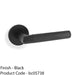 SOLID BRASS Knurled Door Handle Set - Matt Black Mitred Lever On Round Rose 1