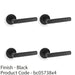 4 PACK SOLID BRASS Knurled Door Handle Set Matt Black Mitred Lever On Round Rose 1