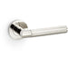 SOLID BRASS Knurled Door Handle Set - Polished Nickel Mitred Lever On Round Rose