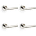 4 PACK SOLID BRASS Knurled Door Handle Set Polished Nickel Mitred On Round Rose