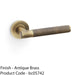 SOLID BRASS Knurled Door Handle Set - Antique Brass Straight Lever On Round Rose 1