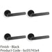 4 PACK SOLID BRASS Knurled Door Handle Set Matt Black Straight Lever Round Rose 1