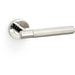 SOLID BRASS Knurled Door Handle Set - Polished Nickel Straight Lever Round Rose