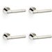 4 PACK SOLID BRASS Knurled Door Handle Set Polished Nickel Straight Round Rose