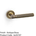 SOLID BRASS Reeded Door Handle Set - Antique Brass Straight Lever On Round Rose 1