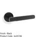 SOLID BRASS Reeded Door Handle Set - Matt Black Straight Lever On Round Rose 1