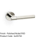 SOLID BRASS Reeded Door Handle Set - Polished Nickel Straight Lever Round Rose 1