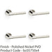 4 PACK SOLID BRASS Reeded Door Handle Set Polished Nickel Straight Round Rose 1