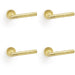 4x SOLID BRASS Hammered Door Handle Set Satin Brass Straight Lever Round Rose