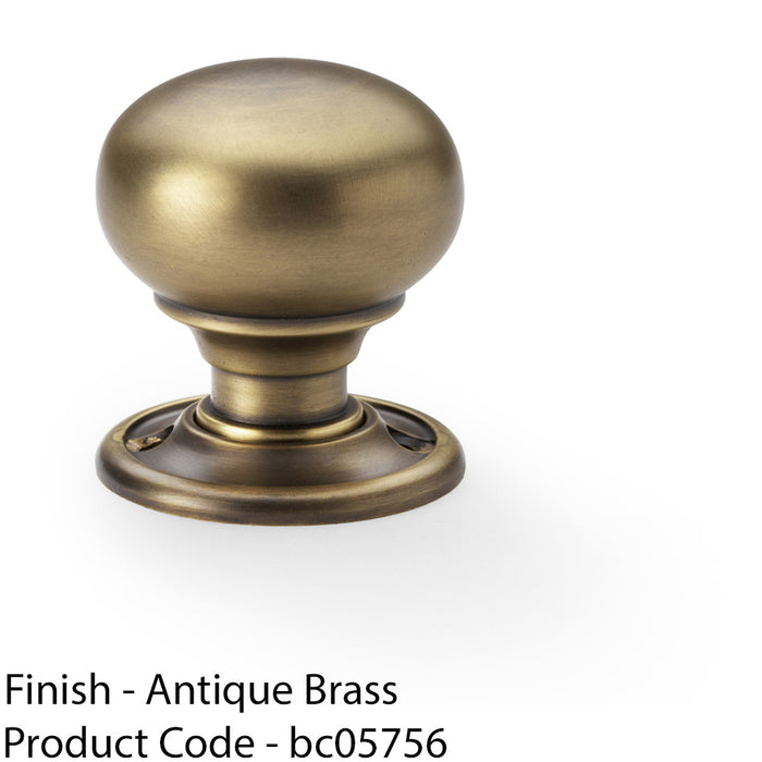 SOLID BRASS Mortice Smooth Mushroom Door Knob - Antique Brass 41mm Diameter 1