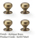 4 PACK SOLID BRASS Mortice Smooth Mushroom Door Knob Antique Brass 41mm Diameter 1