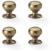 4 PACK SOLID BRASS Mortice Smooth Mushroom Door Knob Antique Brass 41mm Diameter