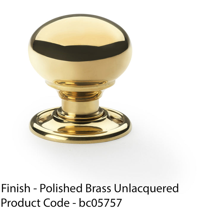 SOLID BRASS Mortice Smooth Mushroom Door Knob - Polished Brass 41mm Diameter 1