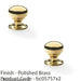 2x SOLID BRASS Mortice Smooth Mushroom Door Knob Polished Brass 41mm Diameter 1