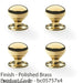 4x SOLID BRASS Mortice Smooth Mushroom Door Knob Polished Brass 41mm Diameter 1